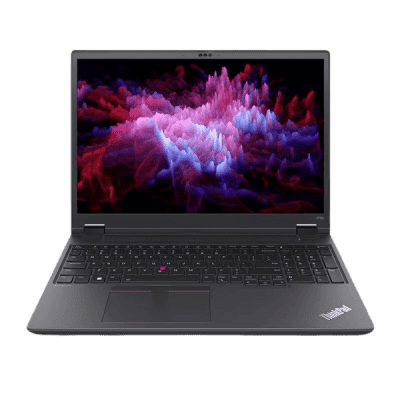 Lenovo thinkpad laptop with colorful abstract screen display, modern business computer, high-performance device, sleek design for professional use.