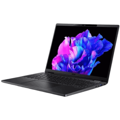 Fast USB-C laptop with vibrant display showing purple and blue flowers, ideal for gaming, work, or entertainment in South Africa.