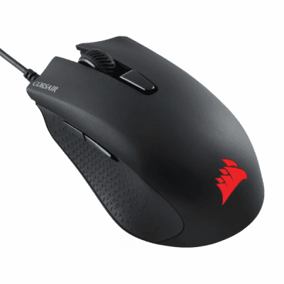 CORSAIR gaming mouse with ergonomic design, high precision sensor, and customizable buttons, perfect for professional gamers and eSports enthusiasts.