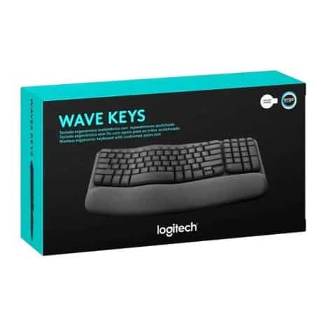 Ergonomic wireless keyboard for comfortable typing. Logitech Wave Keys model with advanced design for improved hand posture and productivity. Ideal for office and home use.