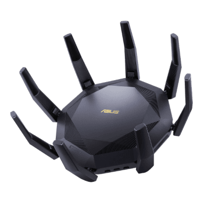 High-performance ASUS Wi-Fi router with multiple antennas for fast, reliable wireless internet connectivity, ideal for gaming, streaming, and smart home networks.