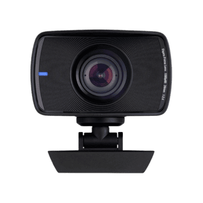Cybersecurity camera for business surveillance, high-resolution webcam for remote work and online meetings, compact design, and HD video quality.