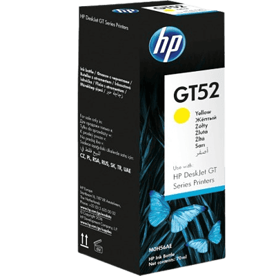Hp gt52 yellow ink cartridge for Hp DeskJet GT series printers, high-quality printer ink, affordable printing supplies, inkjet cartridge replacement, compatible with Hp printers in South Africa.