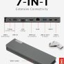 HDMI 2.0, USB-C, VGA, RJ45, and USB 3.1 Gen 1 ports on a sleek 7-in-1 docking station for versatile connectivity. Perfect for office and home setups, supporting 4K video and fast data transfer.