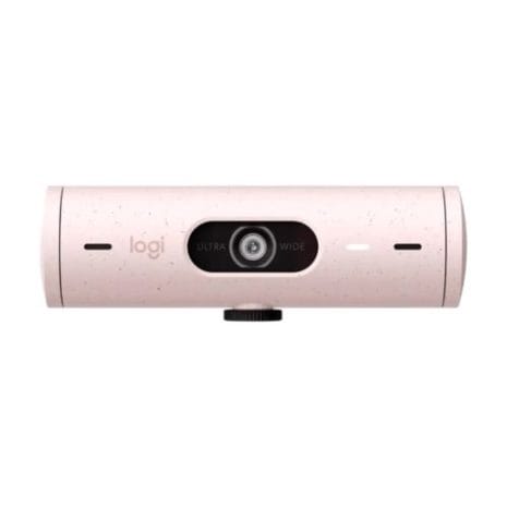 Compact pink Logitech Ultra-Wide Webcam for high-quality video conferencing and streaming. Ideal for remote work, online meetings, and content creation with sharp clarity and wide angle.