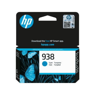High-quality cyan HP ink cartridge packaging showcasing vibrant butterfly imagery, designed for affordable printing solutions, perfect for home or office use in South Africa.