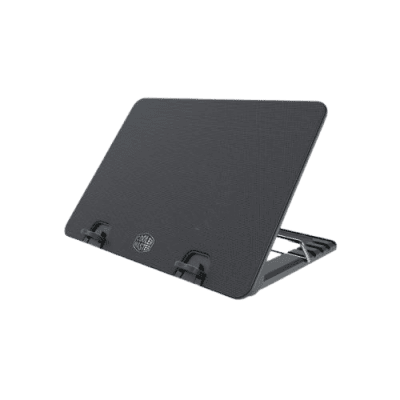 Laptop cooling pad with adjustable height for better ergonomics and airflow, compatible with various laptop sizes and ideal for improving device cooling and performance.