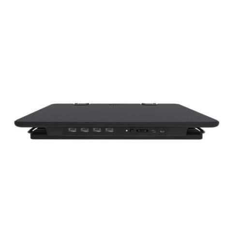 High-performance black portable laptop with multiple ports, ideal for tech innovation and affordable connectivity solutions. Perfect for remote work and digital advancements.