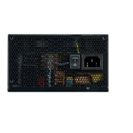 High-quality computer power supply unit (PSU) with ventilation grille, power switch, and power input socket, essential for reliable and efficient gaming and office computers.