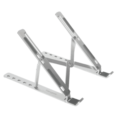 Adjustable laptop stand for ergonomic workspace comfort and improved airflow, ideal for remote work and office environments. Lightweight and portable, supporting various laptop sizes with stability.