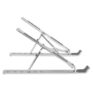 Adjustable metal laptop stand for ergonomic workspace setup, portable and lightweight for easy use.