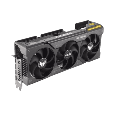 High-performance ASUS TUF Gaming graphics card with three cooling fans, designed for gaming enthusiasts and which combines affordability with innovative technology.