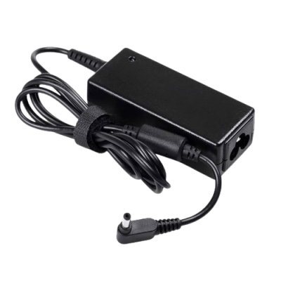 Power adapter for electronic devices, compact black power supply unit with detachable cable. Suitable for various tech gadgets that require reliable power sources.