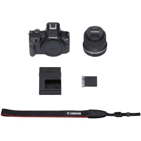 Canon camera bundle with lens, battery, charger, strap, and accessories for professional photography in South Africa. Ideal for capturing high-quality images and videos.