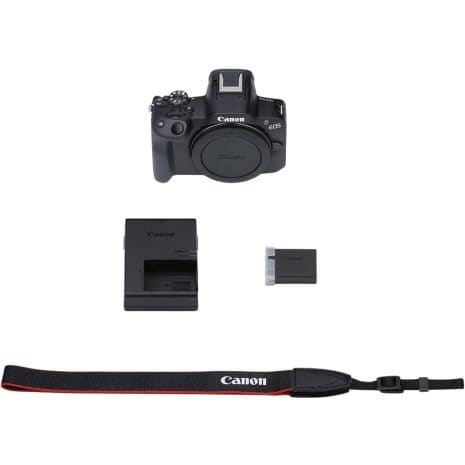Canon EOS camera with battery grip, remote control, and strap for professional photography, offering high-quality images and innovative features tailored for enthusiasts and experts.