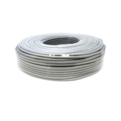 Flexible white ethernet cable coil for networking and internet connectivity; ideal for home or office setup.