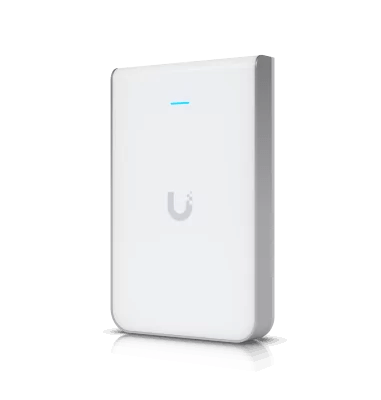 Compact white wireless access point with LED indicator, designed for enhanced internet connectivity and smart networking solutions.