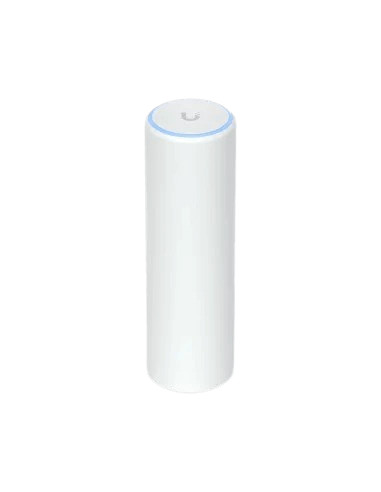 Compact white smart speaker with touch controls, ideal for seamless home automation and voice assistant integration.