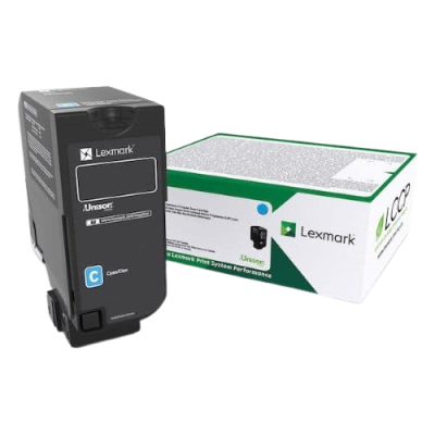 Lexmark laser printer toner cartridge with packaging, digital office supplies for printing and document management.