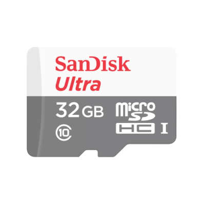 SanDisk Ultra 32GB microSD memory card for high-speed data transfer and storage.