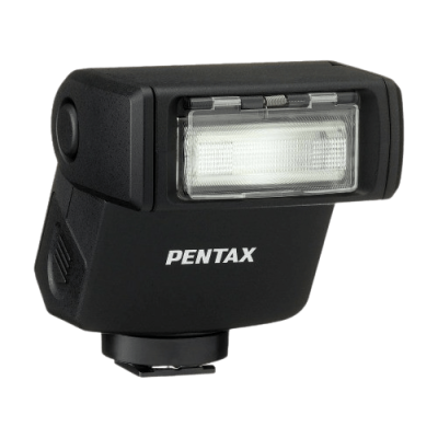 PENTAX camera flash unit for professional photography and studio lighting, durable black design, compact and reliable, perfect for enhancing image quality in various settings.