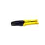 Crimping tool for network cable termination, yellow and black, used for precise wire stripping and crimping in data networking installations.
