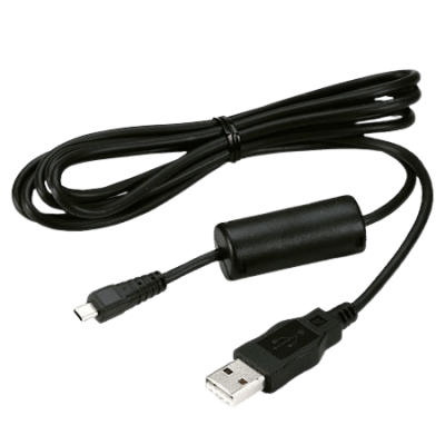 USB to Micro USB charging cable for electronic devices, black color, compact design.