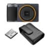 High-quality digital camera with a black textured body, compact size, and versatile lens, perfect for professional photography and videography endeavors.