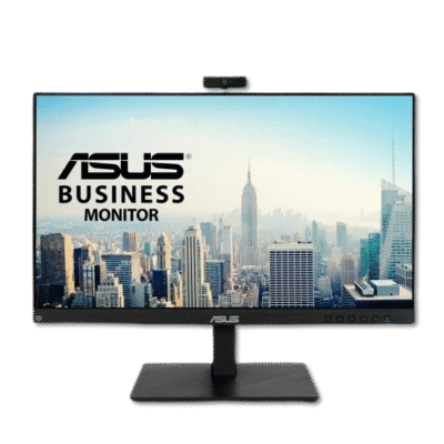 ASUS Business Monitor with city skyline background, showcasing high-quality display for corporate and professional use. Perfect for business environments and productivity enhancement.