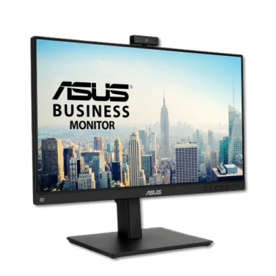 ASUS Business Monitor with high-resolution city skyline display, suitable for professional work environments and enhancing productivity.