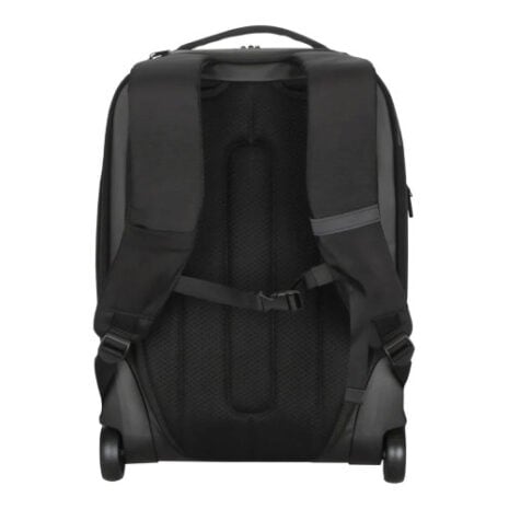 Backpack on wheels for travel with ergonomic straps and durable material, ideal for students and professionals seeking practical luggage solutions.