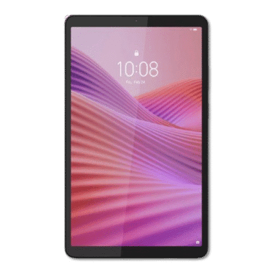 Smart tablet device with vibrant pink and purple wave background, displaying time and date, ideal for digital innovation and affordable tech solutions in South Africa.