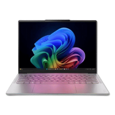Laptop with colorful abstract wallpaper, showcasing modern technology and innovation.