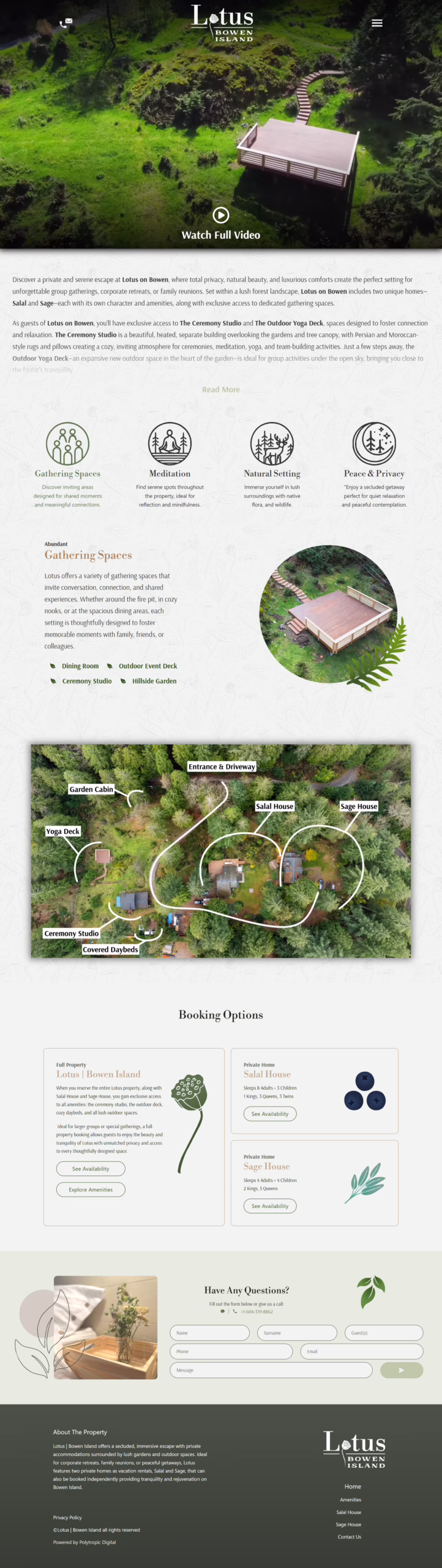 Lotus Bowen Island Homepage Desktop Screenshot
