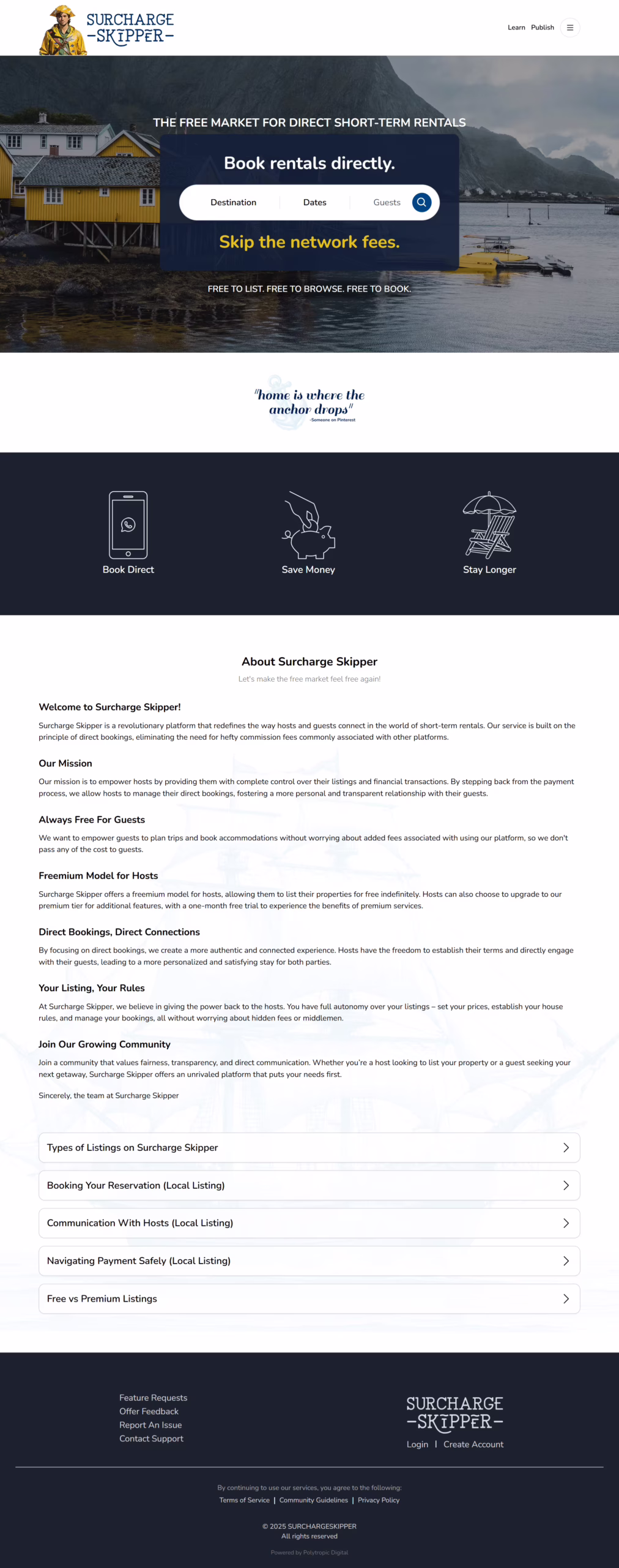 Surcharge Skipper Homepage Desktop Screenshot