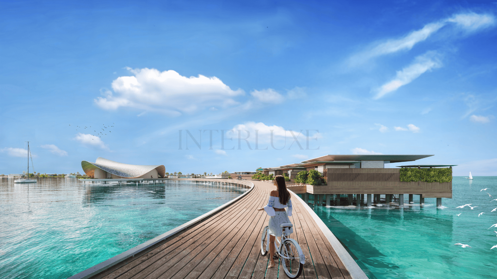 Stunning overwater villa with modern design, waterfront views, and tranquil turquoise waters.