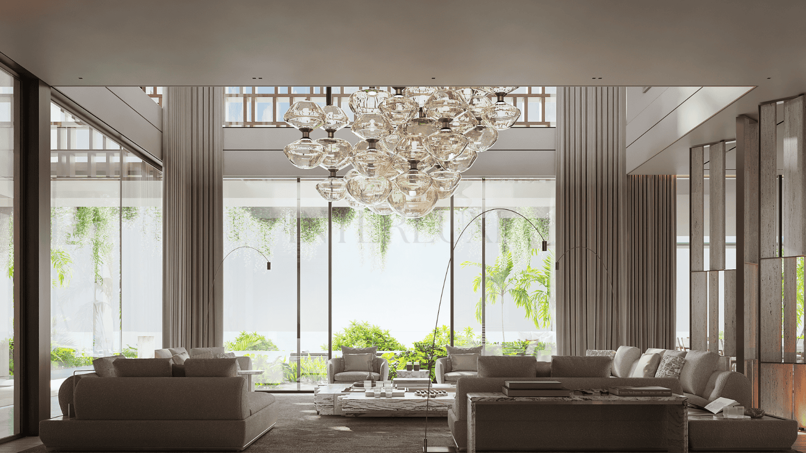 Bright open-concept living room with natural light and stylish decor.