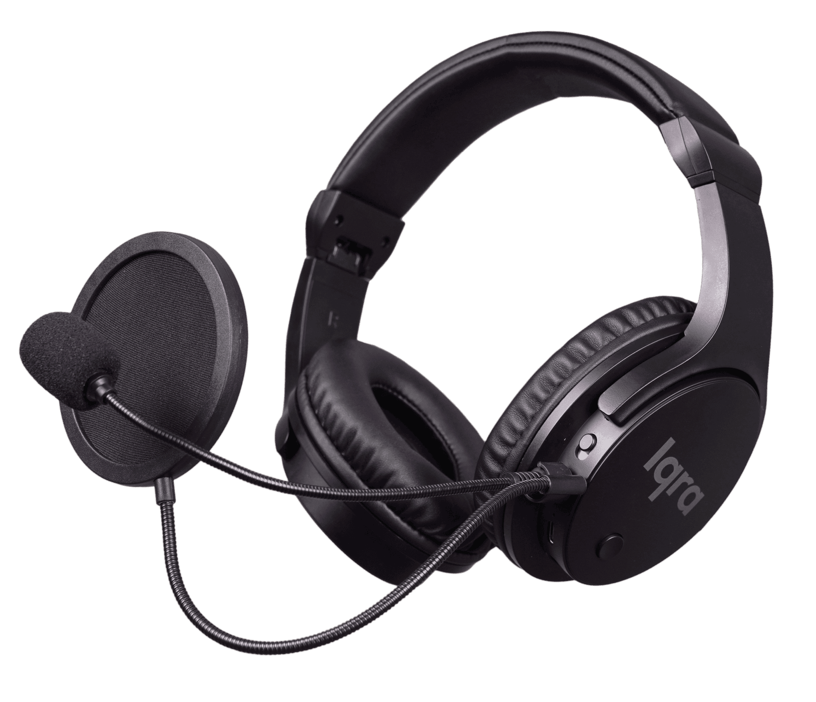 Wireless headset with microphone for gaming, streaming, and remote work, featuring comfortable ear cushions and audio controls, perfect for online communication and multimedia use.
