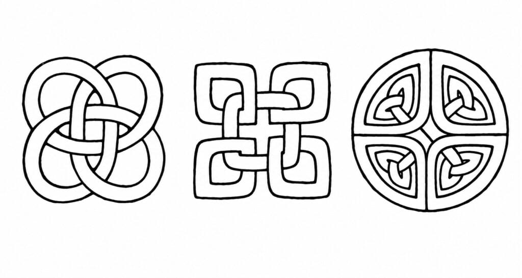 Black and white quaternary knot with four interlaced sections