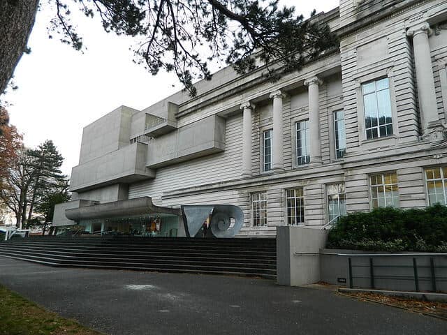 Modern art museum exterior in Ireland with striking architecture and sculpture.