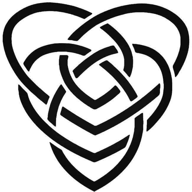 Intricate Celtic knot heart design in black and white.
