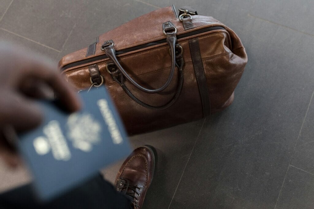 man holding passport