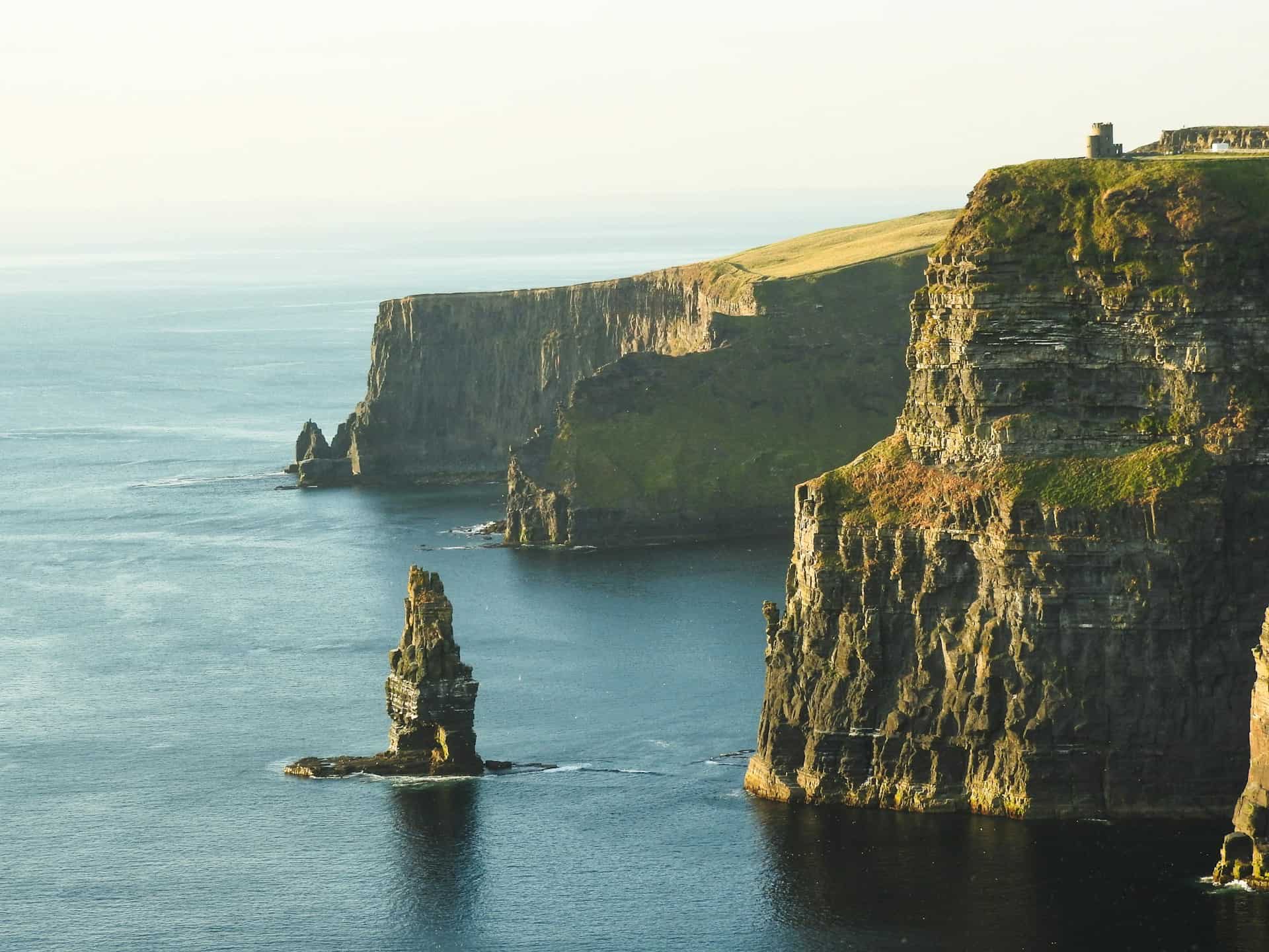 Cliffs of Moher along the Atlantic Ocean, Ireland’s iconic natural landmark and popular tourist destination.