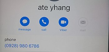 A smartphone contact screen presents options to message, call, or reach "ate yhang" via Viber and mail. Perfect for arranging rural boat tours in Coron, a quick dial to (0928) 980 6786 connects you effortlessly.