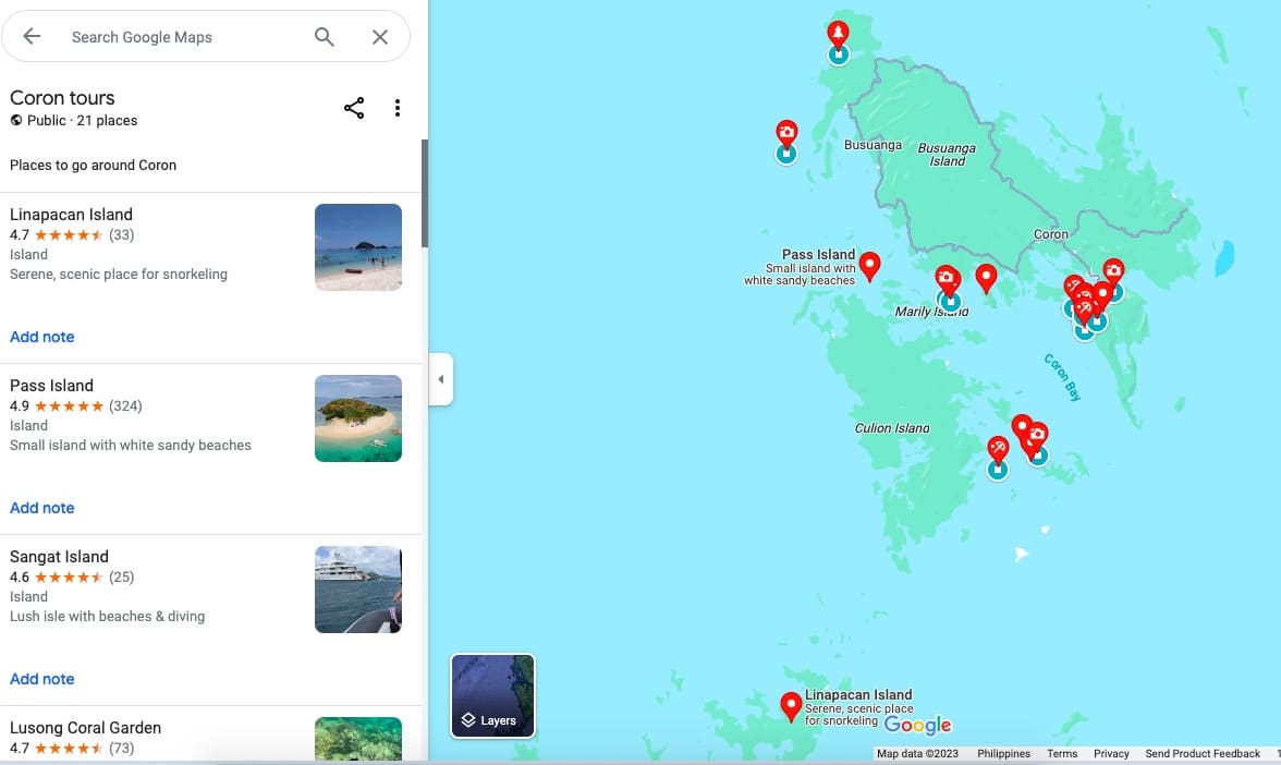 coron boat tours google map