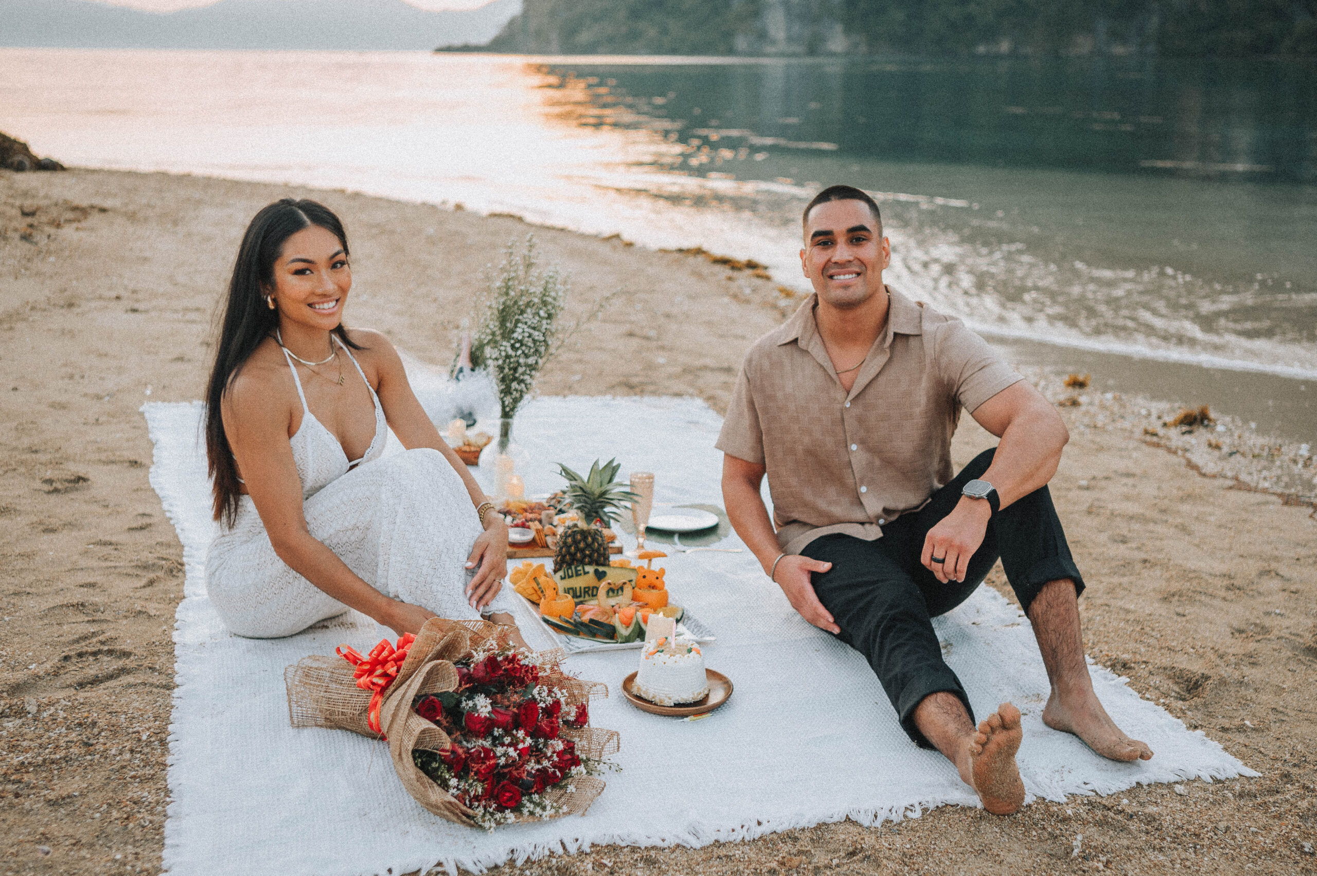 El Nido Beach Surprise Wedding Proposal by sunset