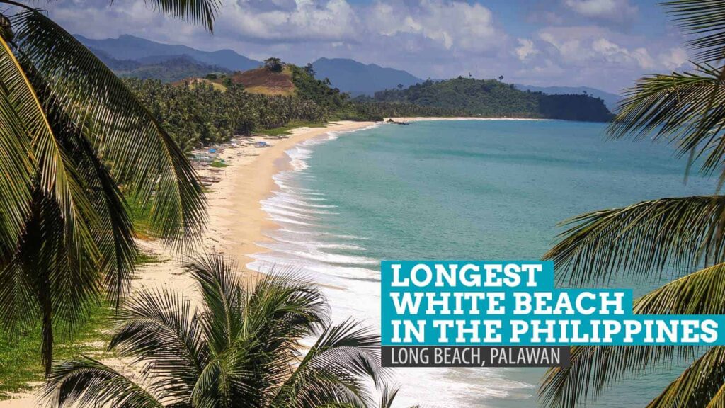 Scenic view of Port Barton’s white sandy beach in Palawan, Philippines.