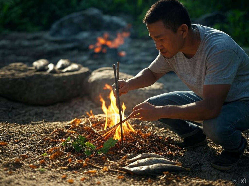 Survival how to make fire in a castaway experience in Palawan.