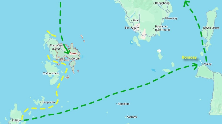 El Nido Coron Boracay map