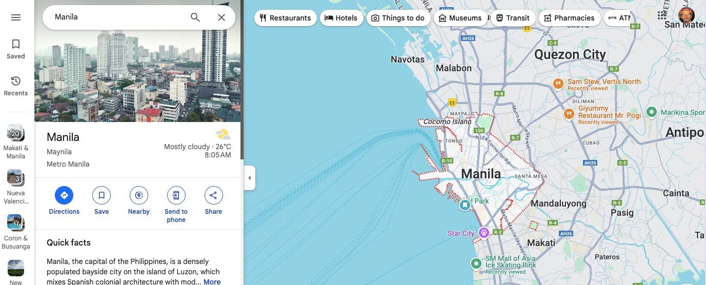 Panoramic view of Manila’s bustling city center with skyscrapers and high-rise buildings.